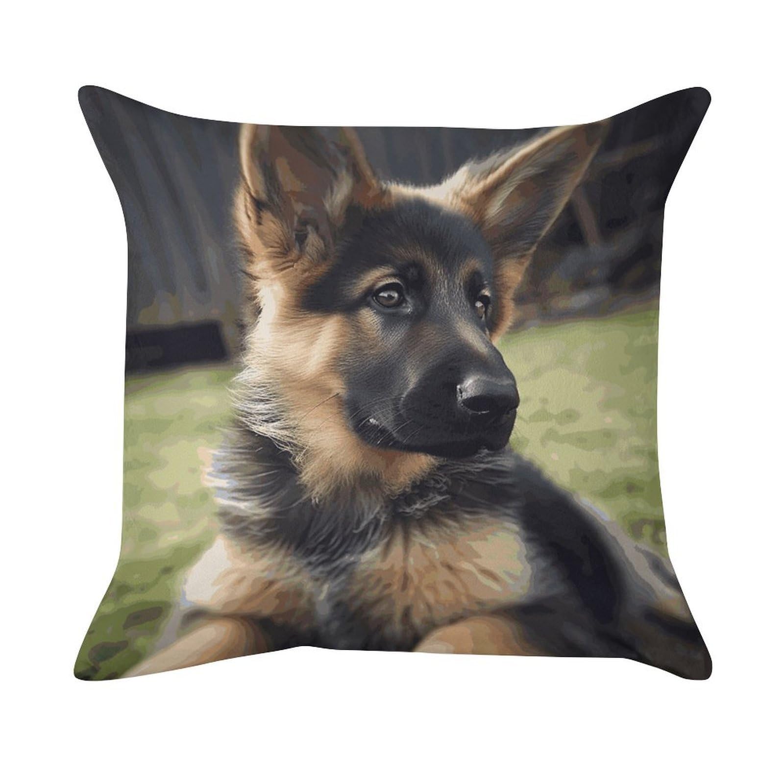 MUSM German Shepherd Puppy Throw Pillow Cover Standard Pillowcases with Invisible Zipper Luxury Cozy Velvet Pillow Shams Ultra Soft Lumbar Pillows Shells Decorative Square Cushion Cases