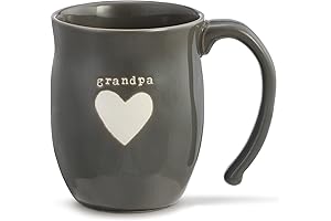 DEMDACO Grandpa Heart Dark Gray Inspirational 16oz Ceramic Stoneware Coffee Mug