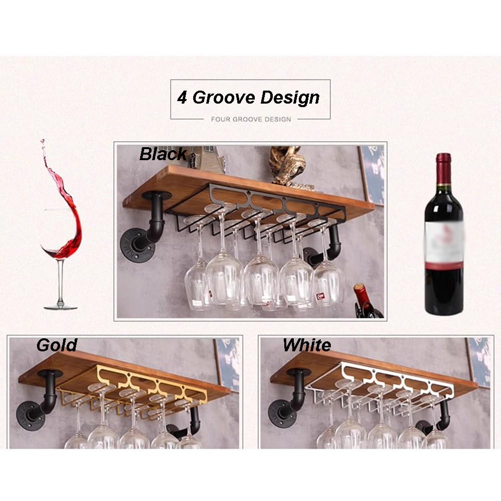 Portabicchieri Da Vino Sospeso - Appendibicchieri Per Calici, Organizer Metallico Sotto Mobile, Nero - Foto 8