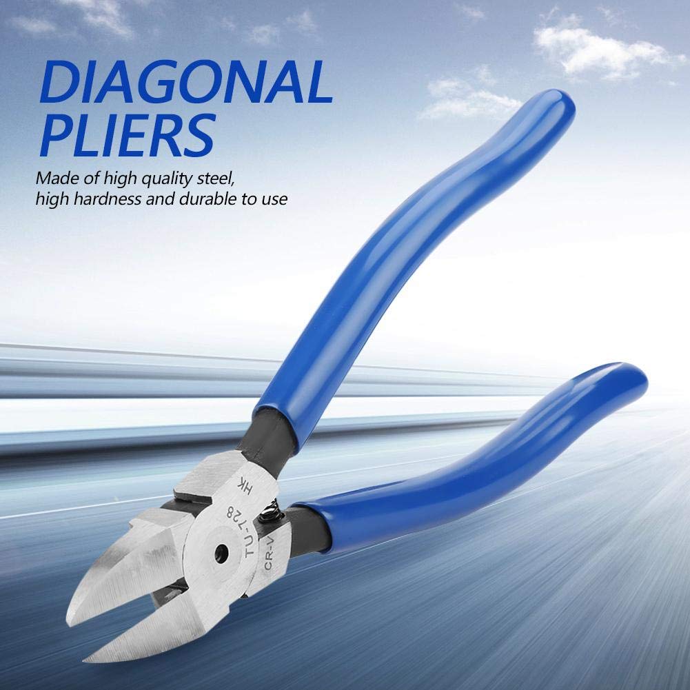 Diagonal Pliers, 8inch Blue Diagonal Pliers Cable Nose Cutting Nippers Wire Cutter Tool - Image 3