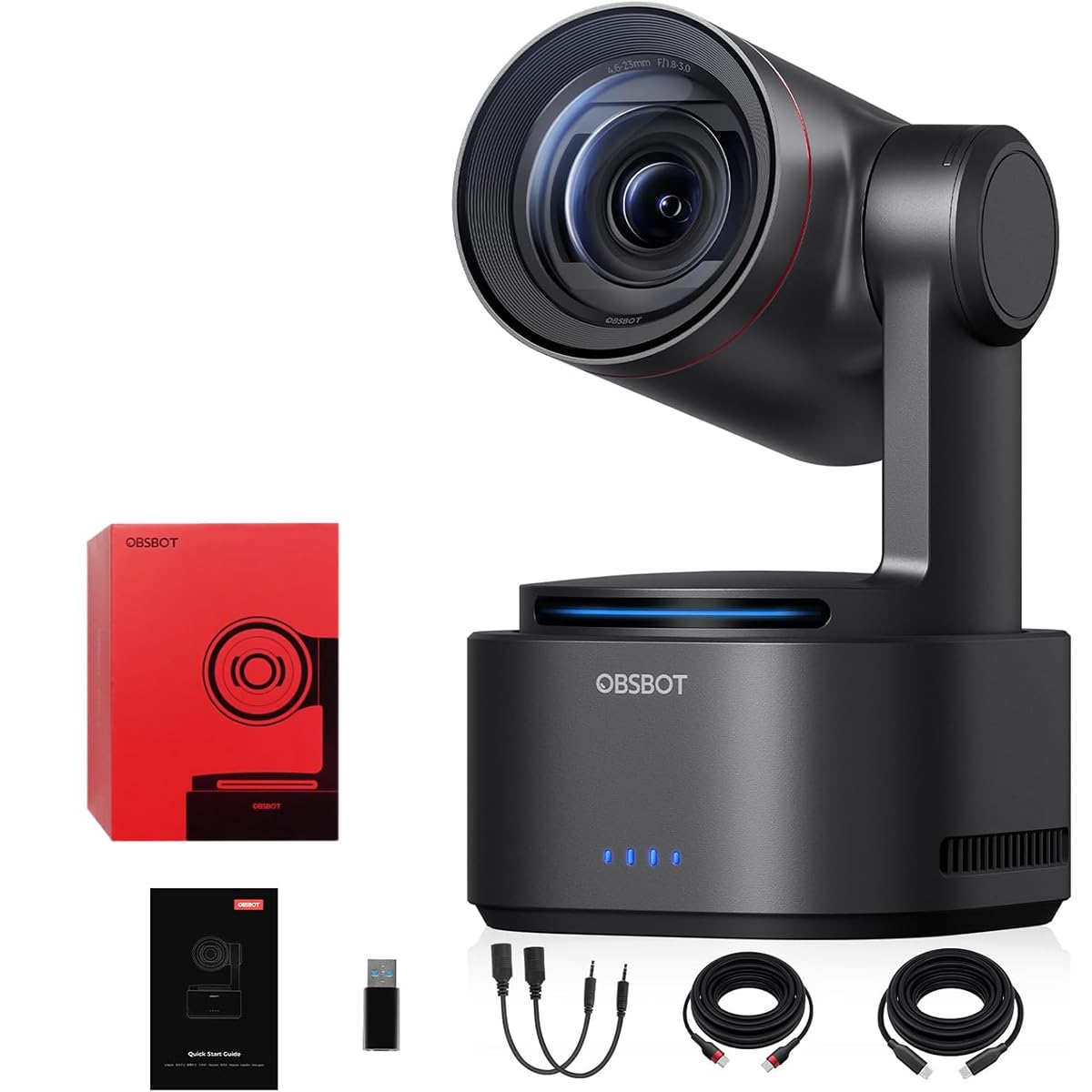 OBSBOT Tail 2 AI-Powered PTZR 4K Camera, 4K@60FPS 50MP 1/1.5" CMOS AI Tracking 2.0 5X Optical Zoom 12X Hybrid Zoom SDI/HDMI/IP/USB 3.0 Output for Live Streaming, NDI Version