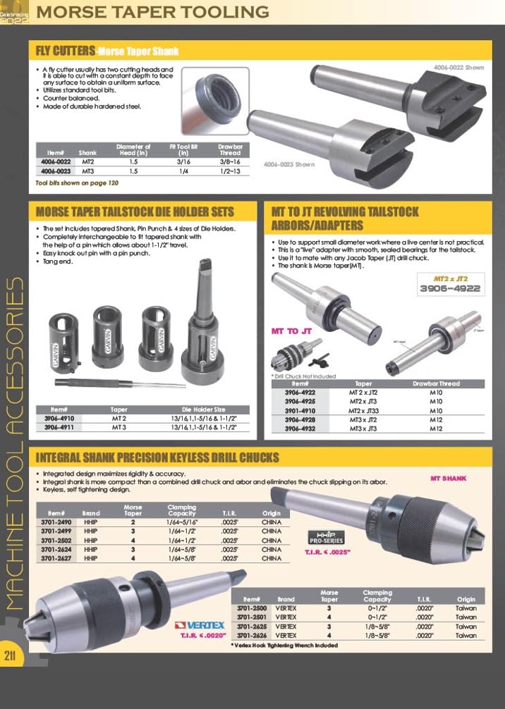 Hhip Fuseau morse extension Sockets (différents affine : MT2 – Mt5), MT5 Inside, MT4 Outside Taper, 1