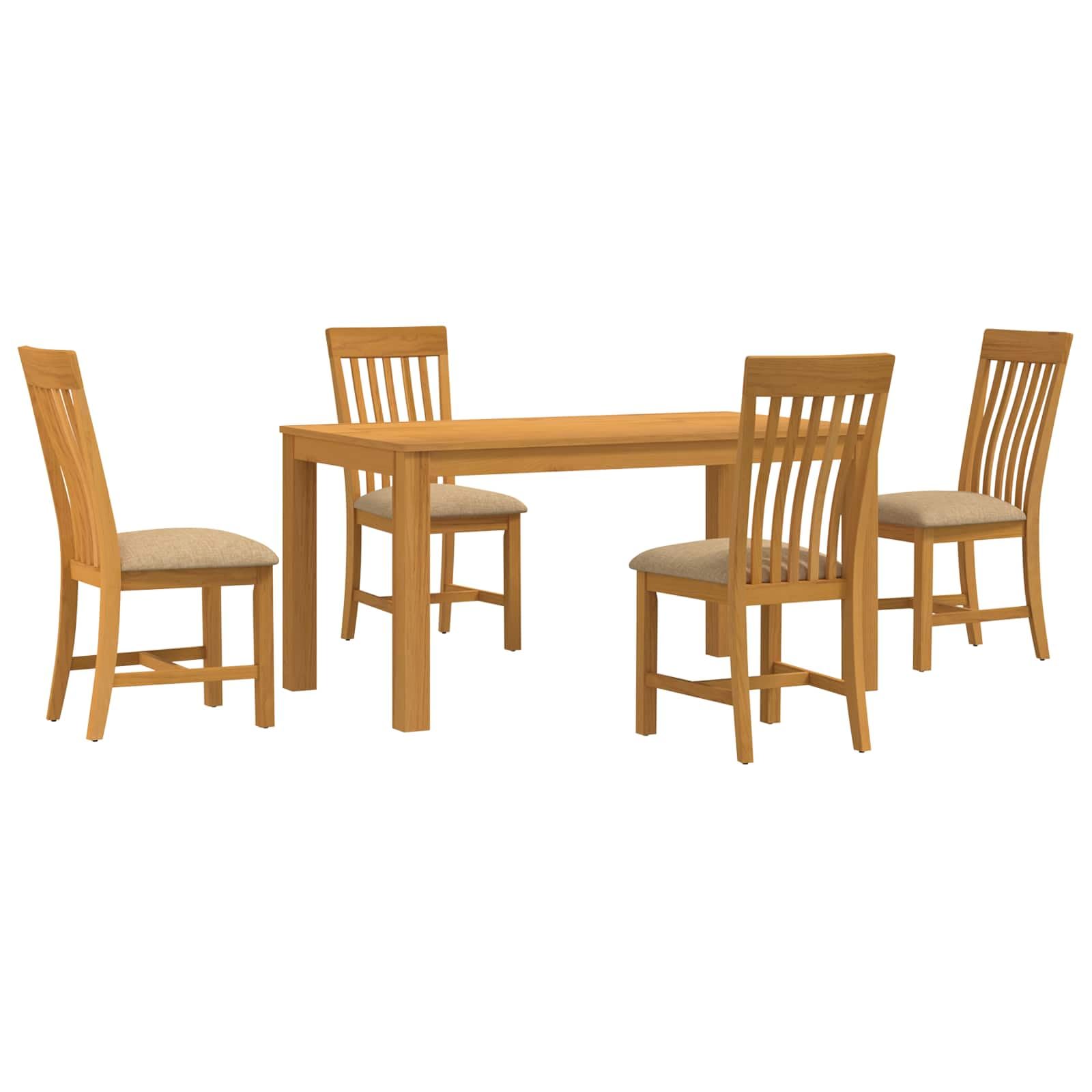 Conjunto de Comedor 5 uds. Beige Madera de Roble Sólido,68kg-3430357