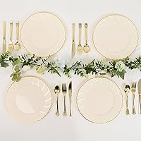 Vista 9 de Efavormart - Paquete de 12 platos de postre de plástico con borde blanco de 7.5 pulgadas, platos de ensalada desechables redondos