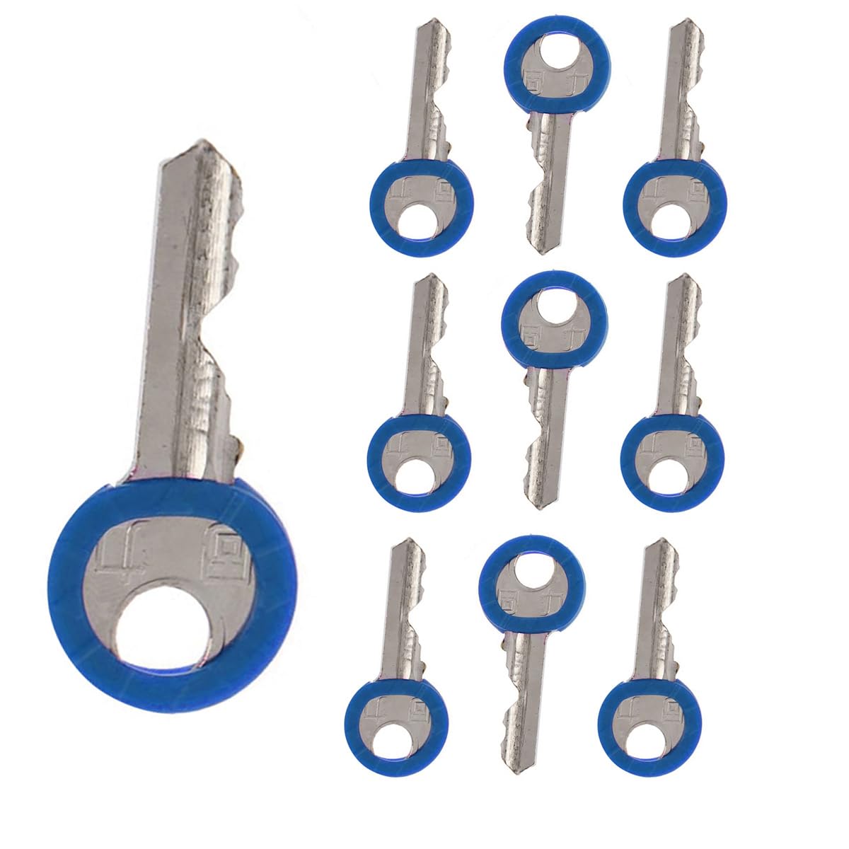 Van Der Linn VDL Pack of 10 Round Key Cap Covers, Choose Your Own Colour Soft Rubber Plastic Key Identifier (Blue, 10)