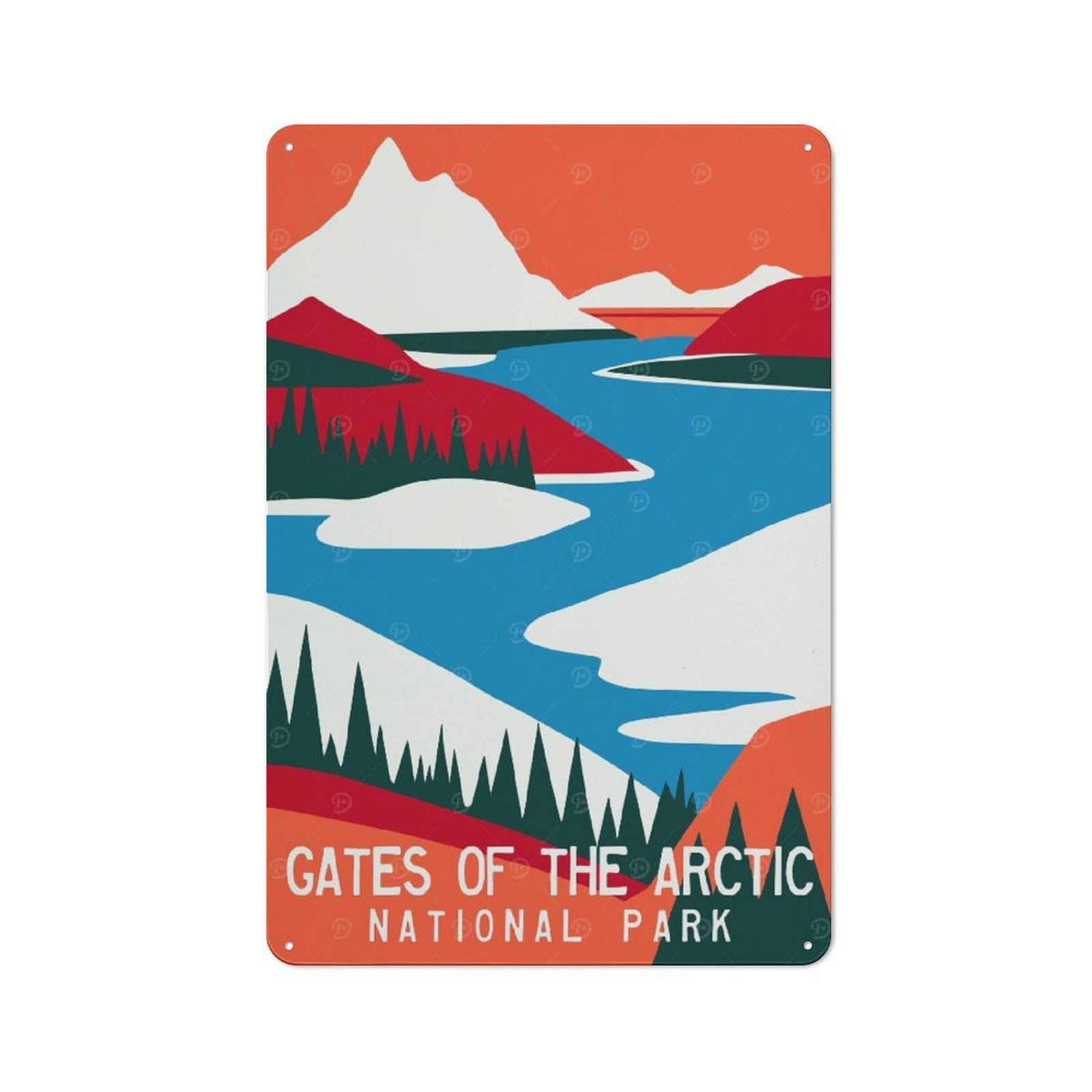 Junmoney Style-18 Gates Of The Arctic Poster Vintage Metal Wall Decor 30X20cm, Vintage Tin Sign For Bedroom, Office, Home Bar Or Dining Room