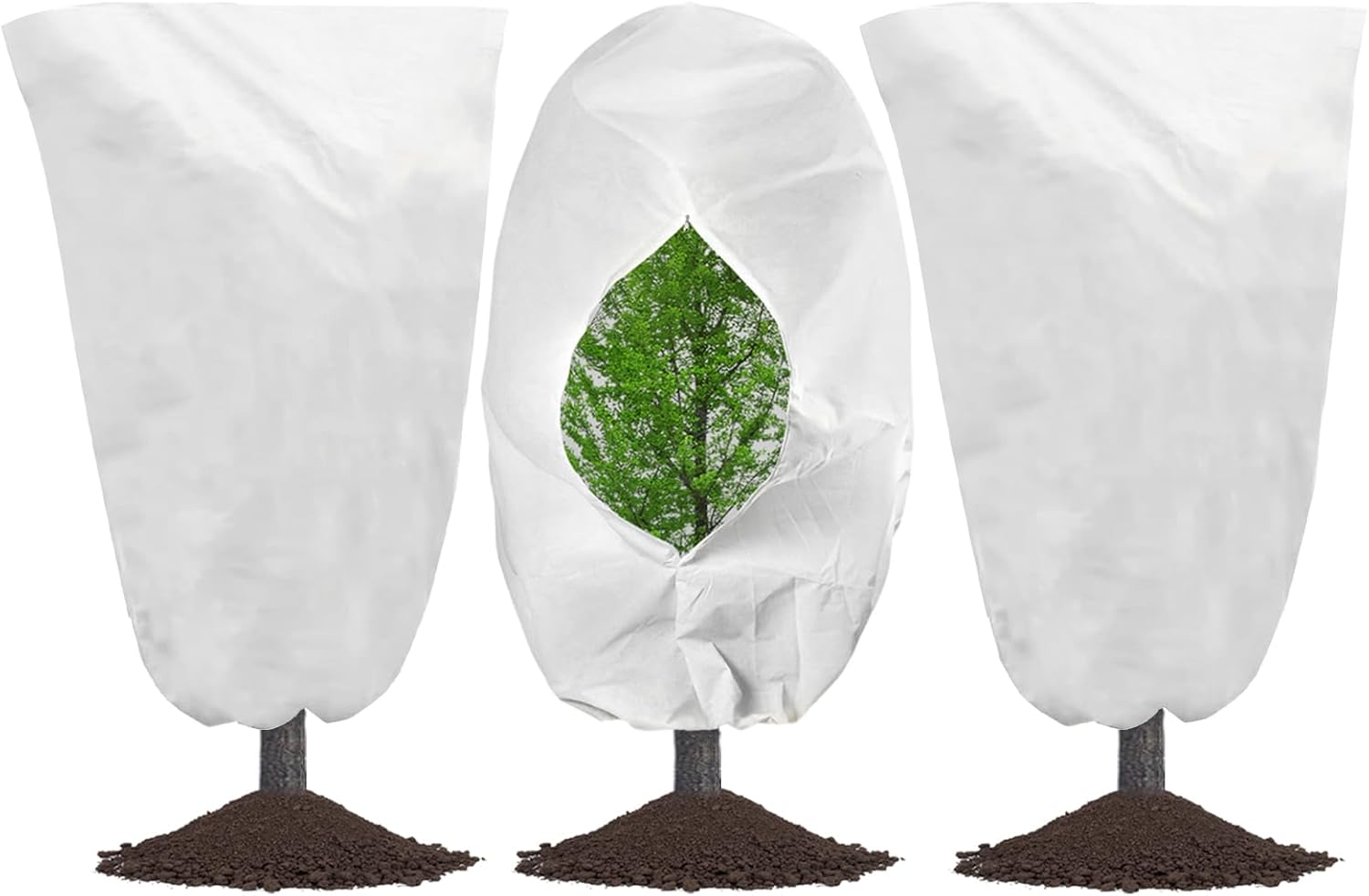 3Pack 48″x72″ Plant Covers Freeze Protection, 2.92 oz/yd² Thickened Frost Cloths for Outdoor Plants, Tree Blanket Jacket for Shrubs Potted Winter Cold Weather with Zipper and Drawstring