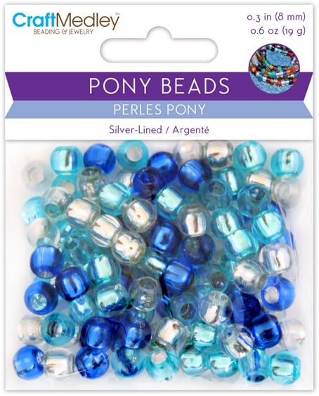 CraftMedley Pony Beads, Silver-Lined, 8mm, 19g, Cloud