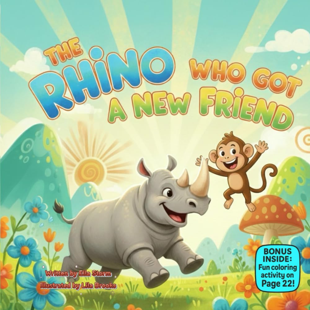 The Rhino Who Got a New Friend: A Heartwarming Rhyming Picture Book About Friendship, Kindness, and Learning to Share Joy