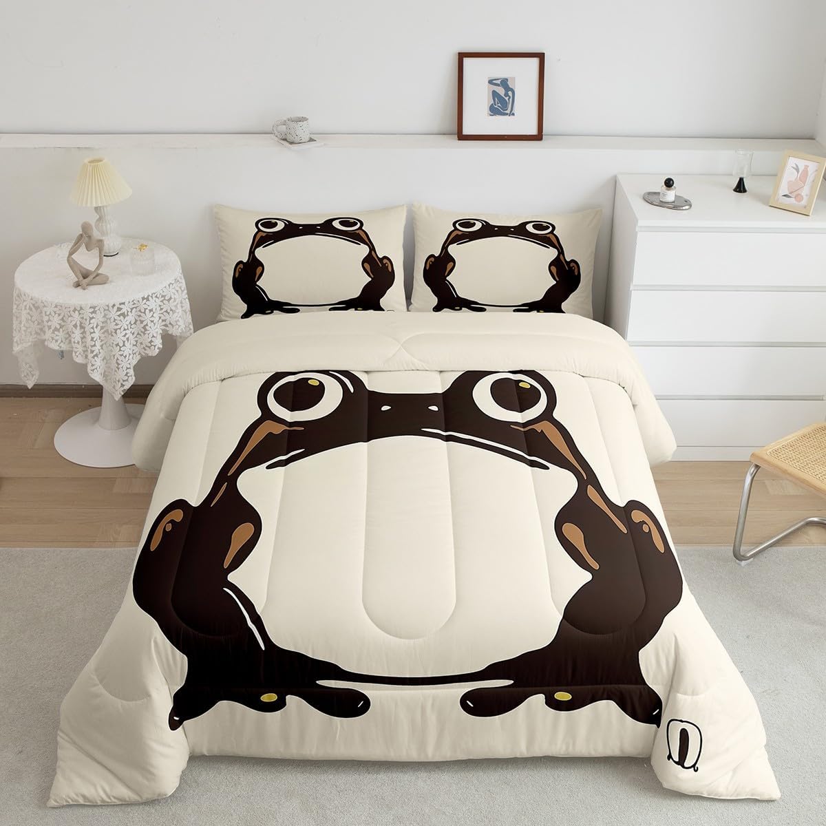 Feelyou Kids Cute Cat Comforter Set Toddler Boys Girls Dragonfly Comforter Cute Kitten Print Bedding Set Japanese Style Quilt Set