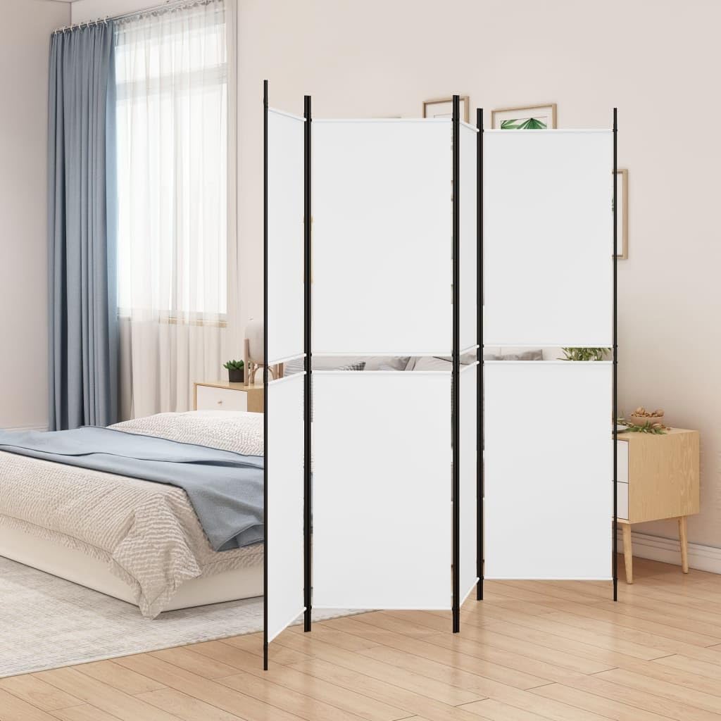 Parawan Przegroda 4 Panele Biała Tkanina 200x200 cm