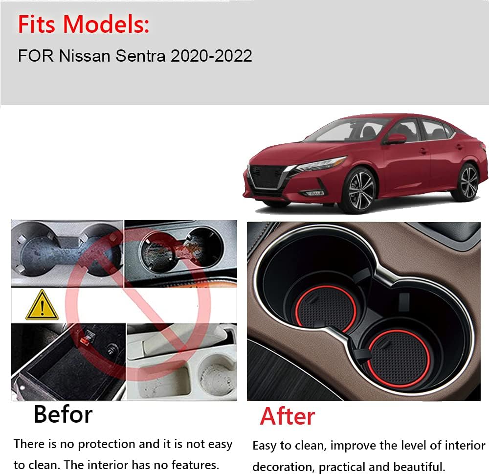 Great-luck Car Interior Accessories Door Storage Mat, Gate Slot Mat, Coaster Mat Dust-Proof Anti-Slip 14Pcs/Set(White) for Nissan Sentra(2020 2021 2022)
