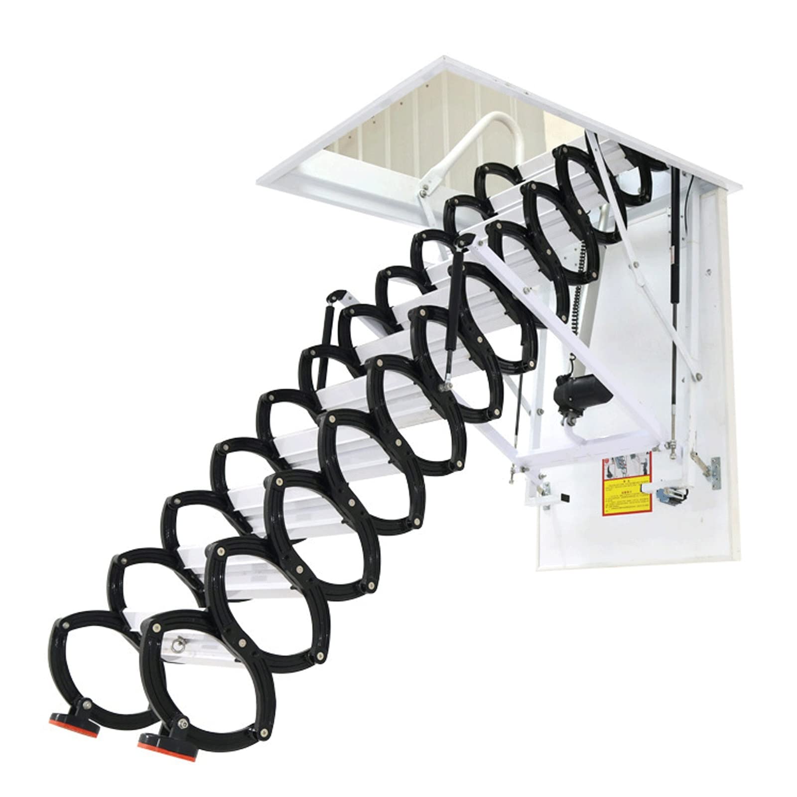 YIOUYILadder, سلالم العلية الكهربائية مع درابزين عن بعد السقف السيطرة على سلم تلسكوبي مع فتحة