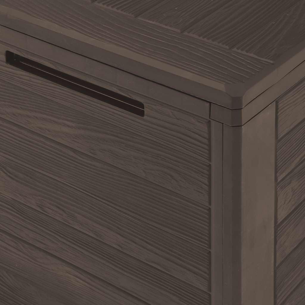 Scatola portaoggetti da giardino marrone 116 x 44 x 55 cm in polipropilene, capiente contenitore esterno per cuscini, cuscini e coperte, design senza tempo per terrazza