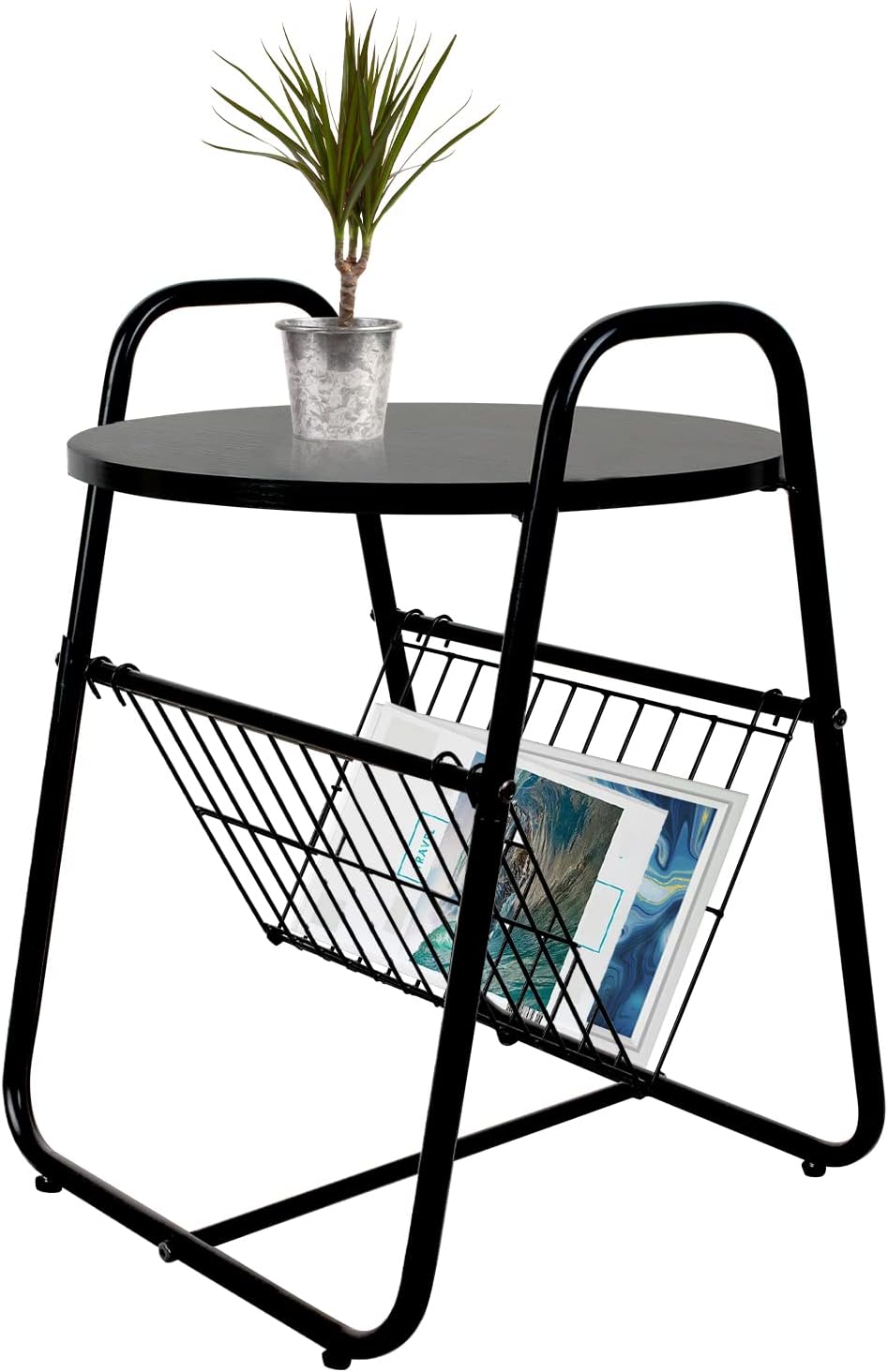 Round End Side Table, Industrial Side Table with