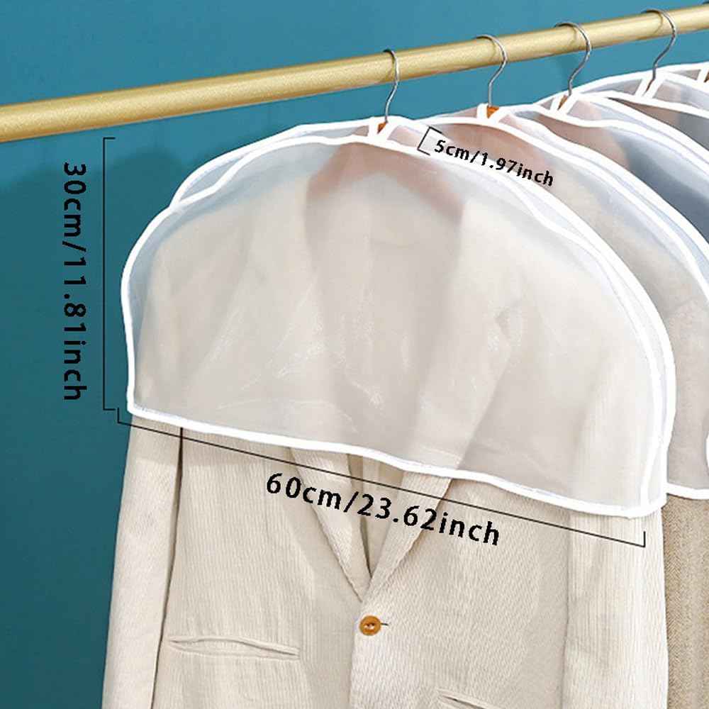 5 Pack Clear Clothing Hanger Shoulder Covers - PEVA dust covers for hanging clothes, suit cover, closet cover for Suits Jackets Coats Dresses