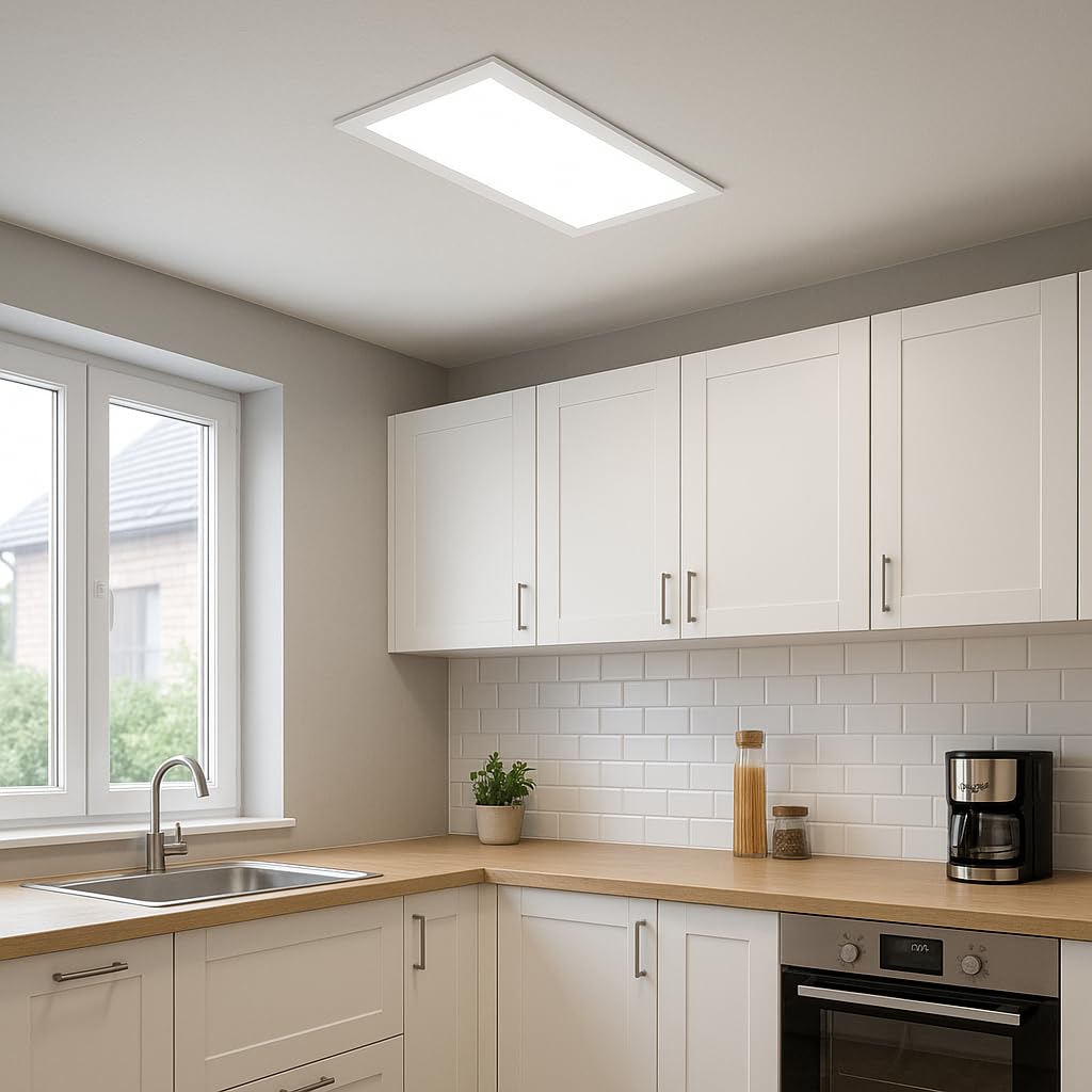 M LEDME - LED-Deckenleuchte, 60 x 30 cm, 24 W, mit warmweißem, neutralem oder kaltem Weiß (CCT), 2400 Lumen, LED-Beleuchtung für Küche oder Schlafzimmer, Treiber enthalten.