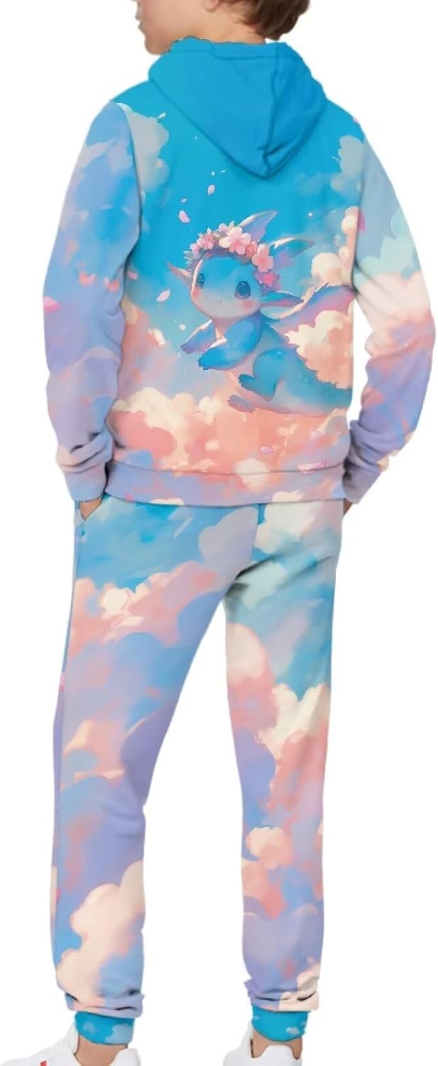 Pensura 2 PCS Outfit Boys Girls Pullover Hoodie & Jogger Pants Set for Kids Tracksuit Set