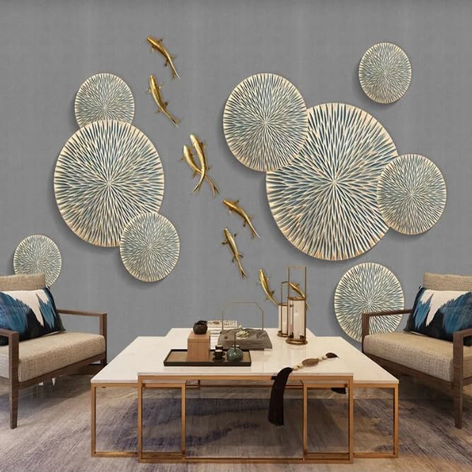 Papier peint photo pour masquer mur abîmé relief 3D lotus chinois