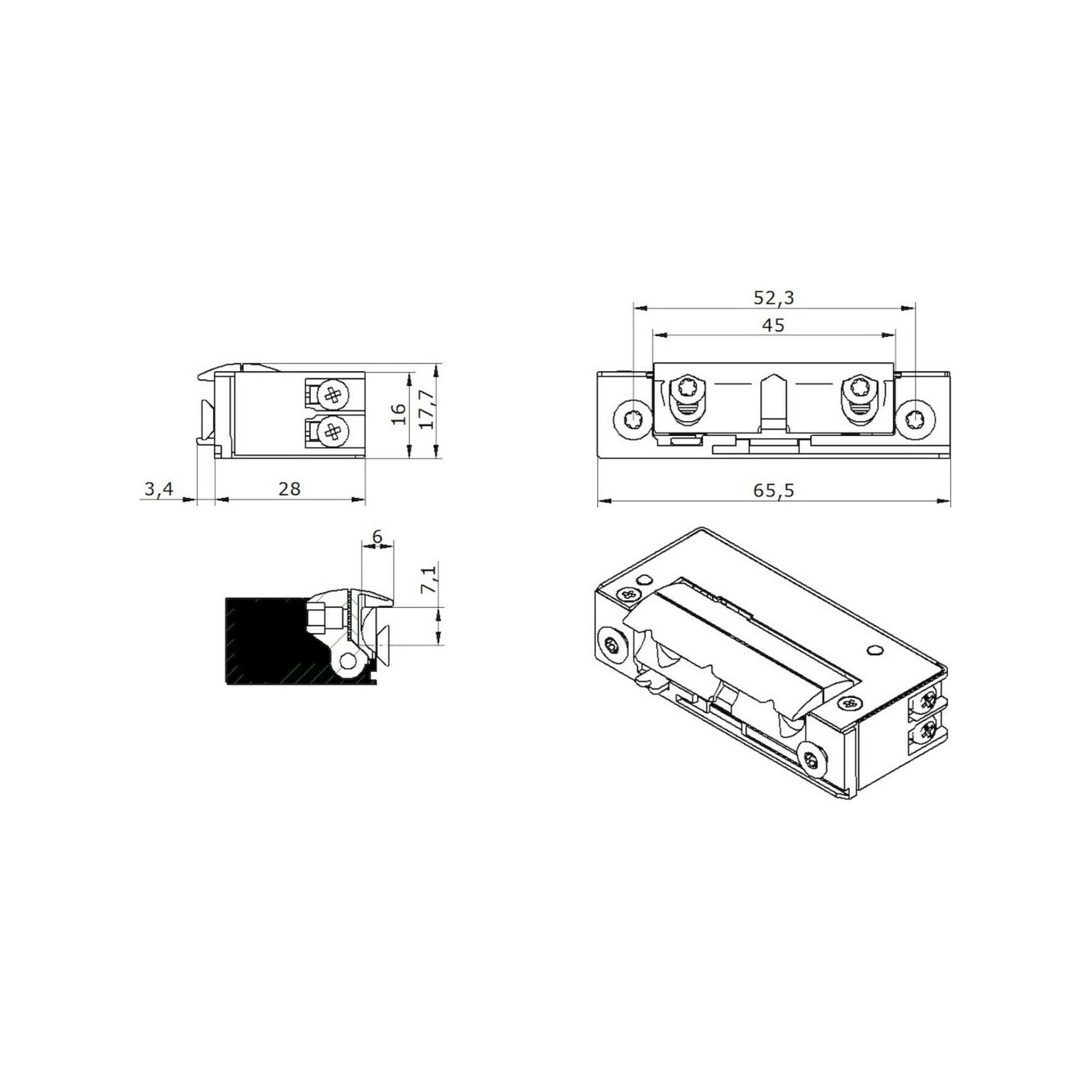 Apriporta 5U1X10, 9-24 V, con sblocco mech, senza piastra di chiusura