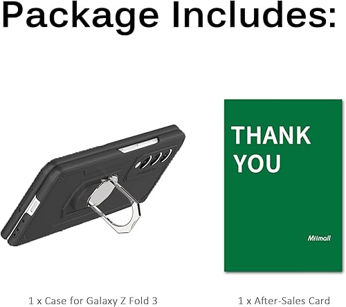 Miniatura 8 de Miimall Funda compatible con Samsung Galaxy Z Fold 3 con soporte de anillo, delgada, resistente, plegable, todo incluido, con clip trasero para el