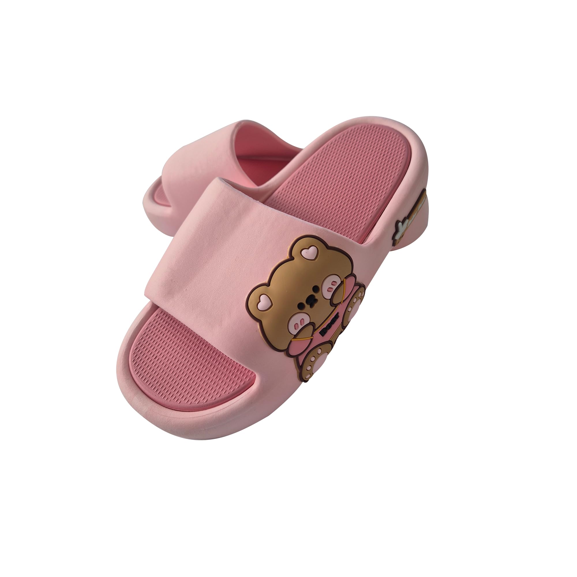 GenericWomen's Non-Slip Silicone Slippers - Cute Bear Design, Quick-Dry, Lightweight & Durable Slides for Bathroom, Home, Beach, and Casual Wear