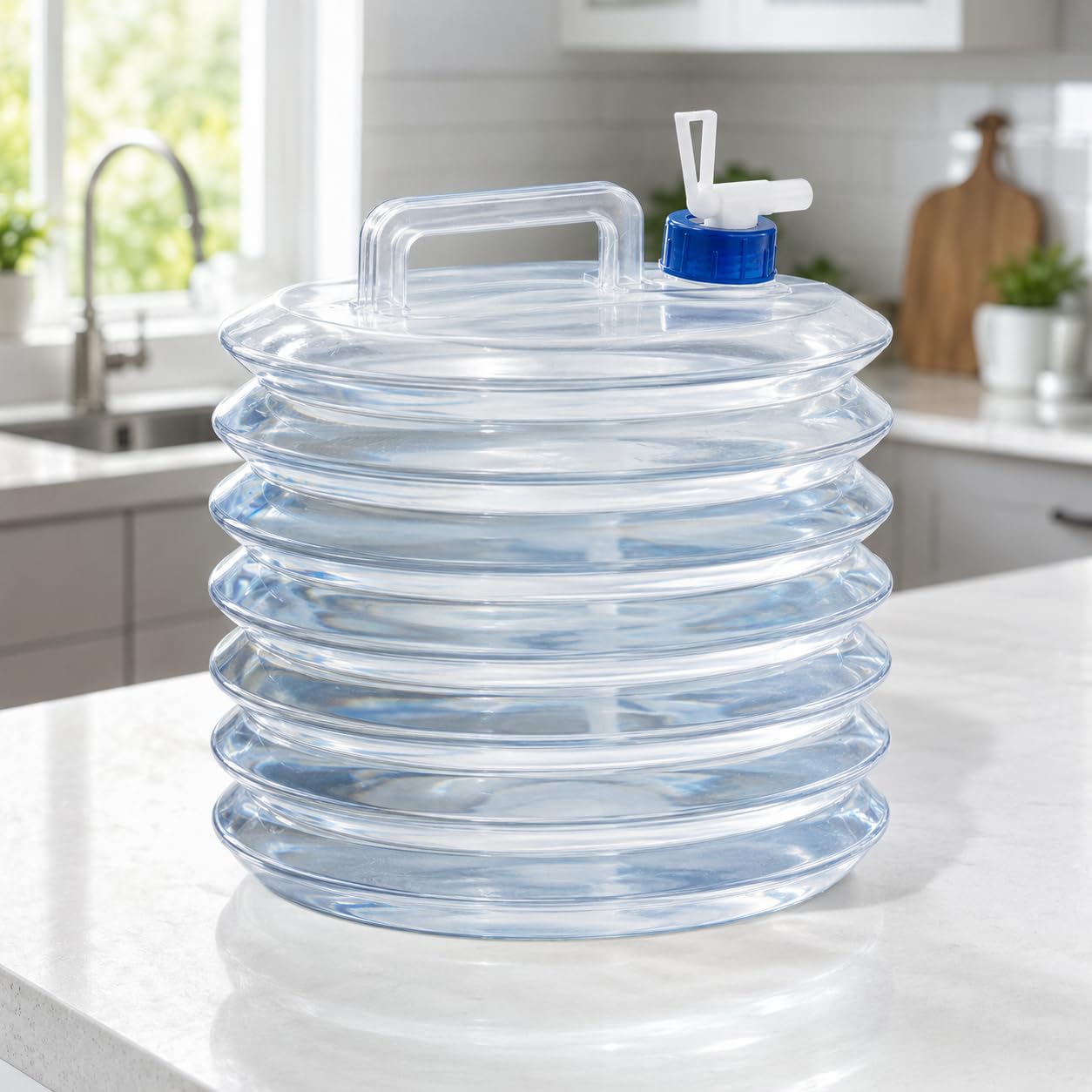 topolenashop Tanica Acqua Pieghevole 10L con Rubinetto Integrato, Contenitore Acqua da Campeggio Salvaspazio con Maniglia per Camper, Picnic, Viaggi e Uso Esterno