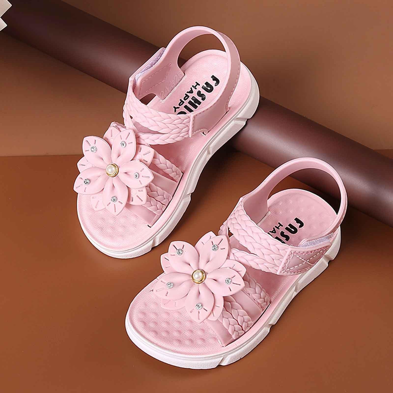 MMRTDJDR Sandalias para Niñas Activas, Zapatos Cómodos para Uso Diario, Zapatillas de Vacaciones al Aire Libre, para 3-12 Años, Verano para Niñas Jóvenes, Rosa, 1/1.5 UK