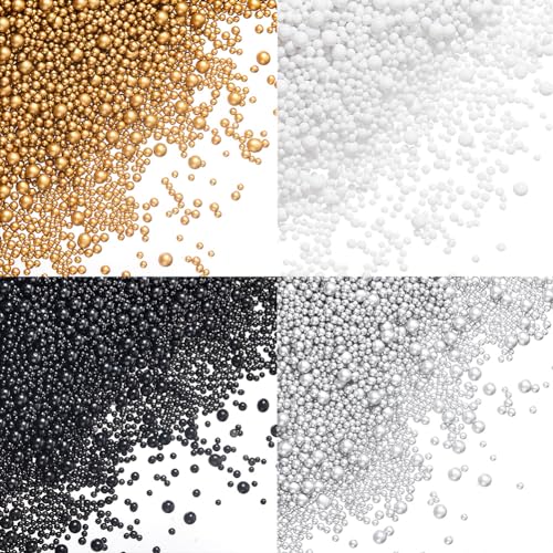 PH PandaHall 200g Resin Bubble Beads 4 Colors (Gold, Black, Silver