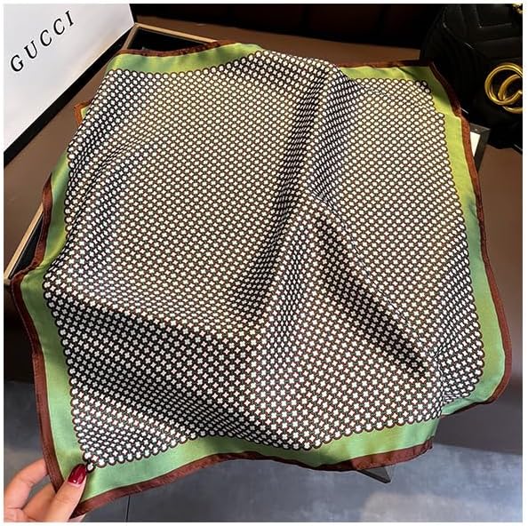 100% Mulberry Silk Neck Scarf - 21'' x 21'' Lightweight Neckerchief - Women Men Small Square Digital Printed Scarves - Image 3