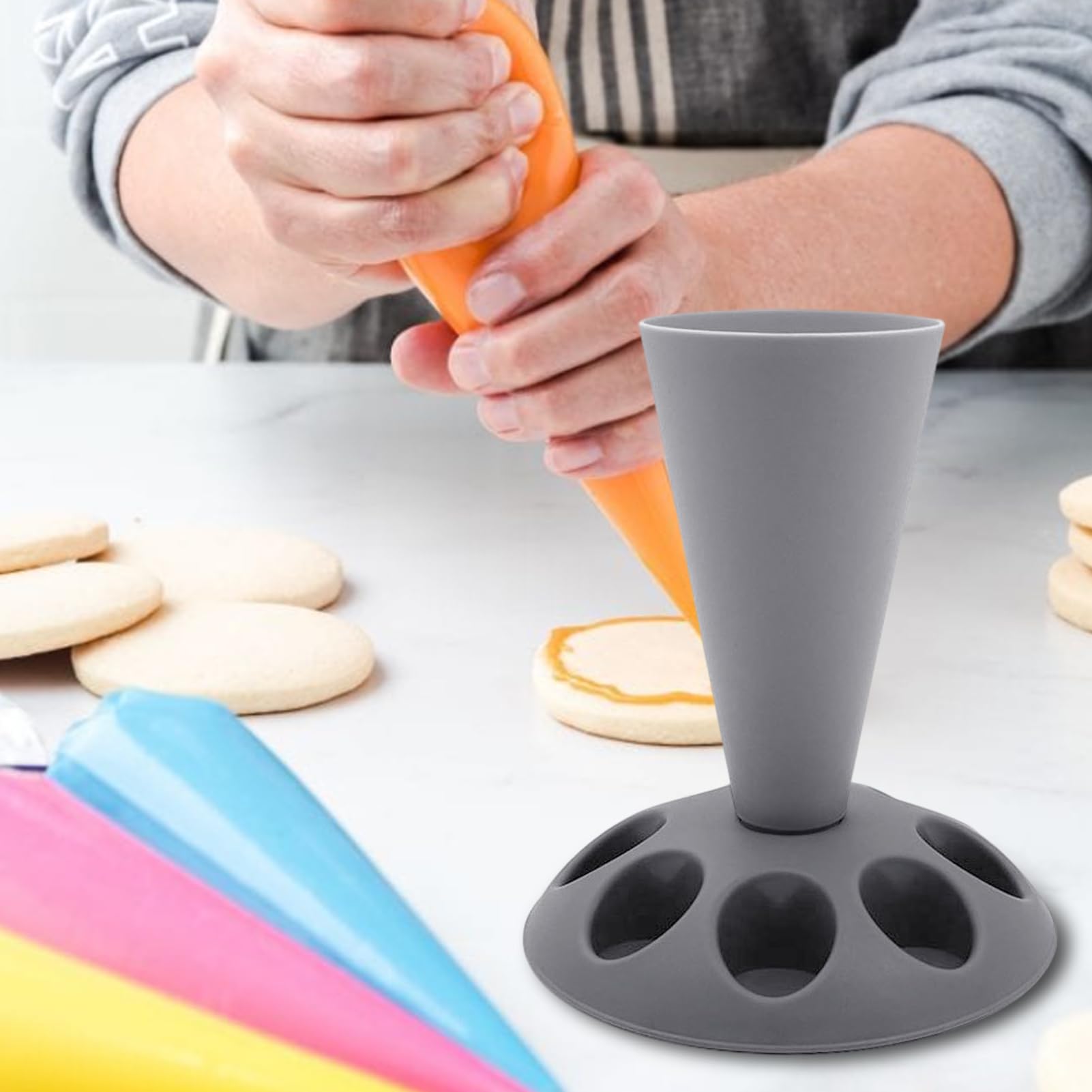Support De Poche à Douille Pliable - Organisateur Pâtisserie Avec Base Stable, Idéal Pour Débutants Et Professionnels