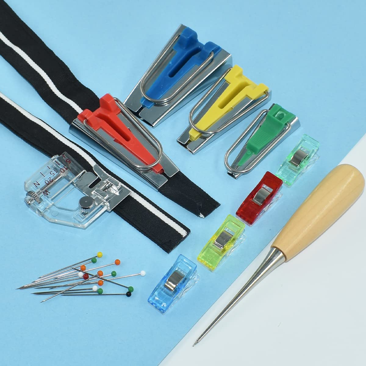 16 Pcs Fabric Bias Tape Maker Kit For Sewing Quilting, Awl