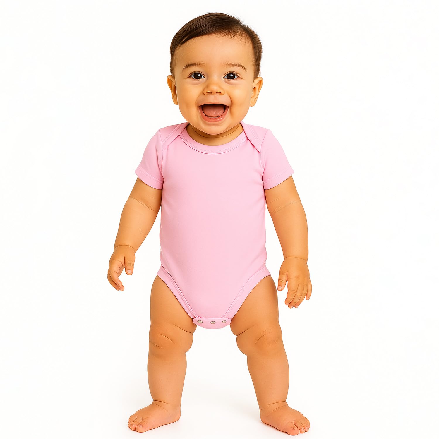 MOM'S HOME Organic Cotton Baby Half Sleeve Onesie | Pack of 2 (Little Hearts & Pink, 3-6 Months) 2