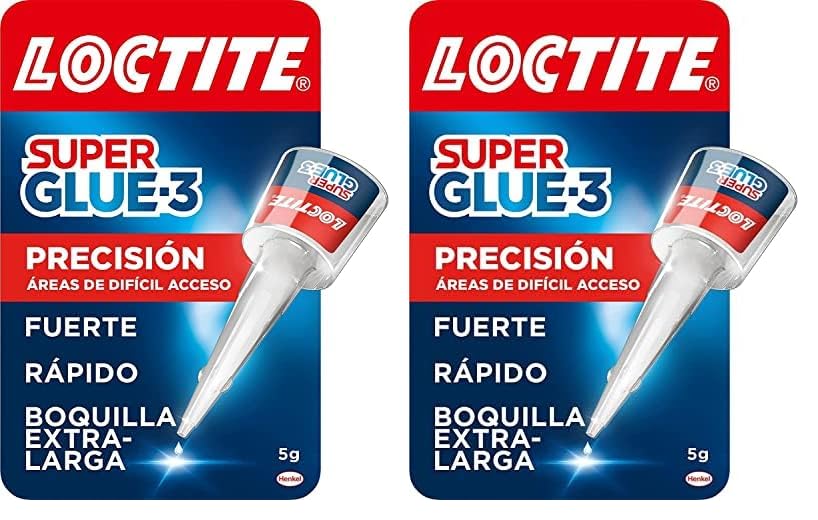 Loctite Super Glue-3 Precisión, pegamento transparente de máxima precisión, pegamento instantáneo triple resistente, adhesivo universal con goteo fácil de regular, 1x5 g (Paquete de 2)