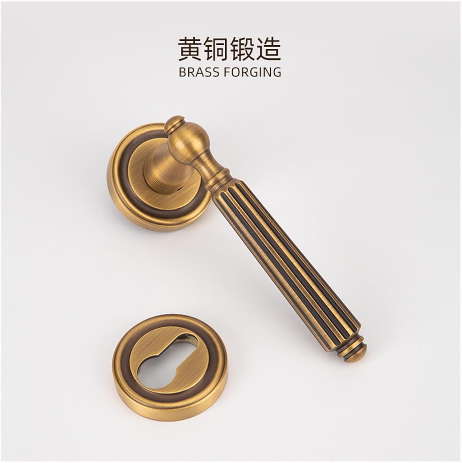 French Retro Door Lock All Copper Indoor Bedroom Brass Wooden Door Lock Pure Copper Split Handle(Brass Magnetic Style)