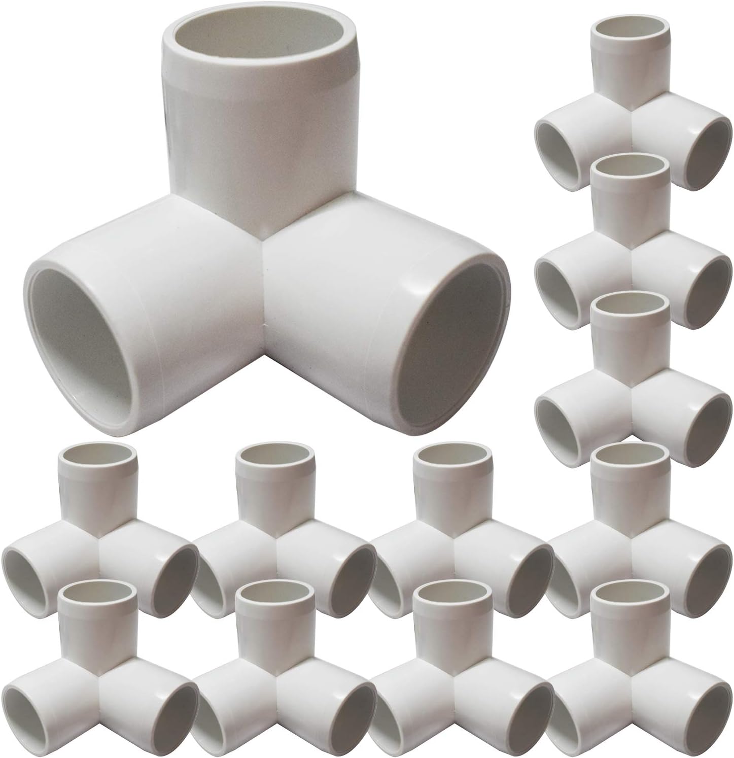 12Pack 3-Way PVC Fittings,1" Elbow Pipe Fittings for Build Heavy Duty Furniture, Grade SCH40 3-Way PVC Elbow Side Outlet Tees, 90 Degree Corner Socket Fitting for Greenhouse Frame Tent Connections