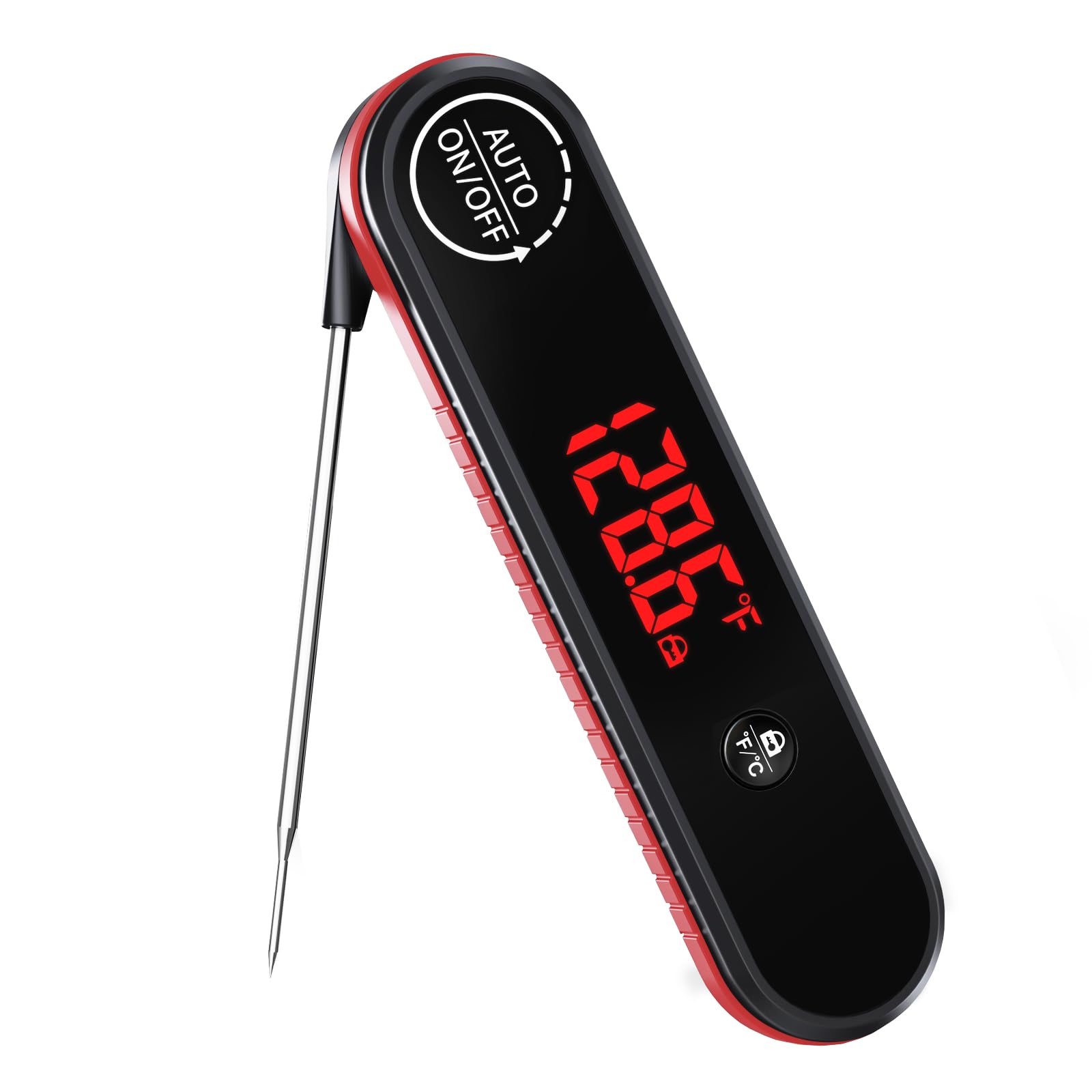 Termometro digitale per carne, 0,3 s, lettura istantanea, con display a LED rotante automatico e funzione di calibrazione, retro magnetico per cucinare, grigliare, barbecue, affumicatore