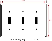 Vista 5 de Cubierta de interruptor de luz de metal de tres bandas extragrande - Placa de pared de tres bandas para interruptores de luz estilo basculante