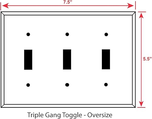 Miniatura 5 de Cubierta de interruptor de luz de metal de tres bandas extragrande - Placa de pared de tres bandas para interruptores de luz estilo basculante,