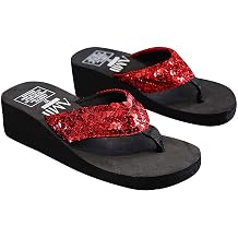 oiangi Glitter Flip Flops Sandals for Women Casual Summer Fashion Thong Open Toe Wedge Platform Slippers