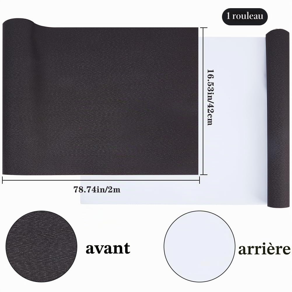 craspire 2000x425 mm Toile de Lin pour Reliure de Livres Noir Tissu Auto-Adhésif Surface avec Support en Papier Couverture de Livres Album Scrapbooking DIY Couverture de Protection Fournitures