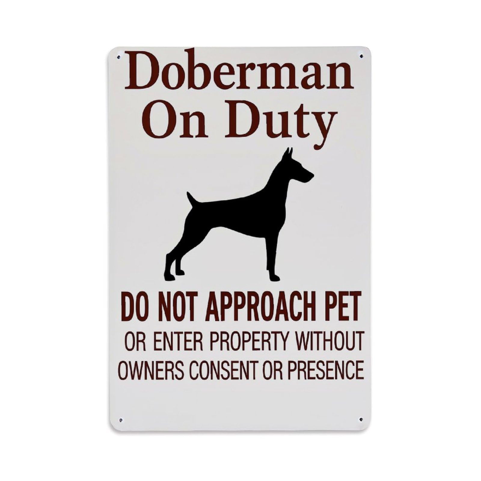 Jdyaojiesheng Vintage Doberman On Duty Warning Sign Tin Sign Retro Metal Wall Decor Metal Poster, Home Bar Garage Farmhouse Cafe Wall Art Decoration 8X12inches