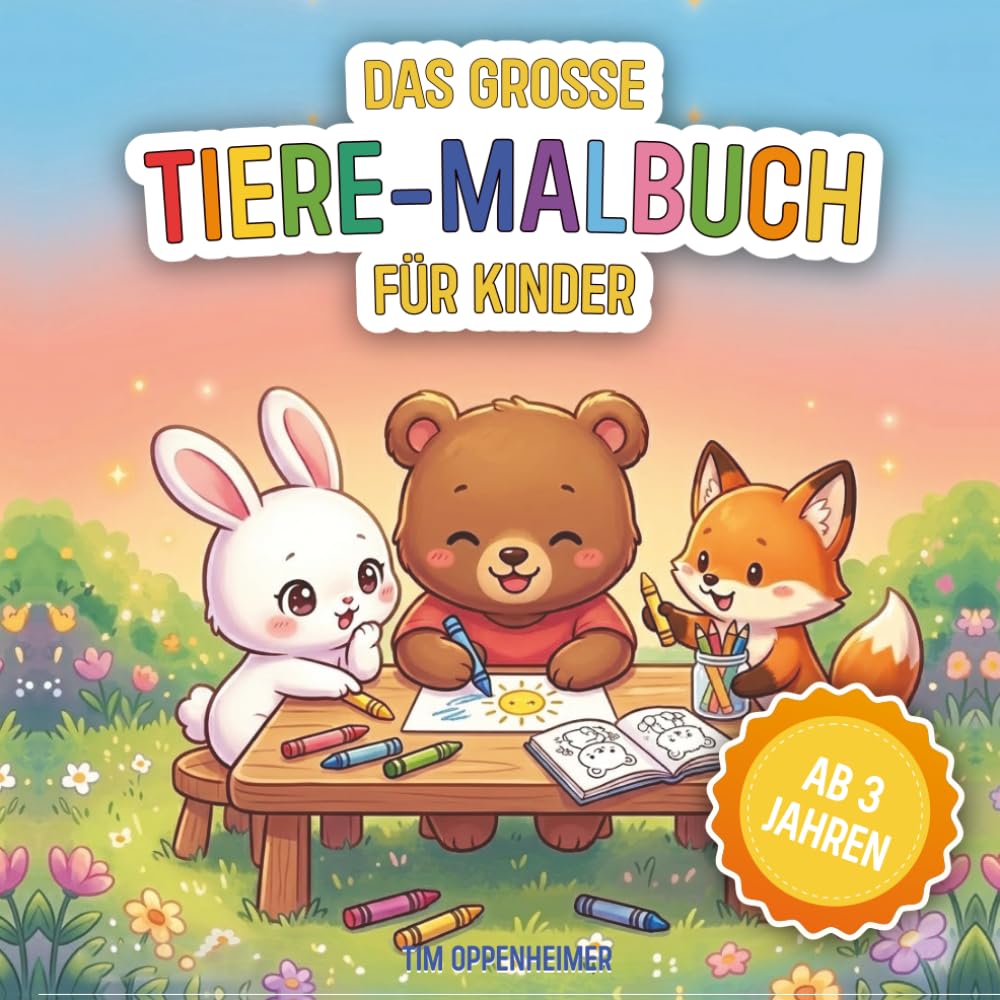 Das große Tiere-Malbuch für Kinder: 80 süße Tiermotive - Malen, lernen & staunen ab 3 Jahren