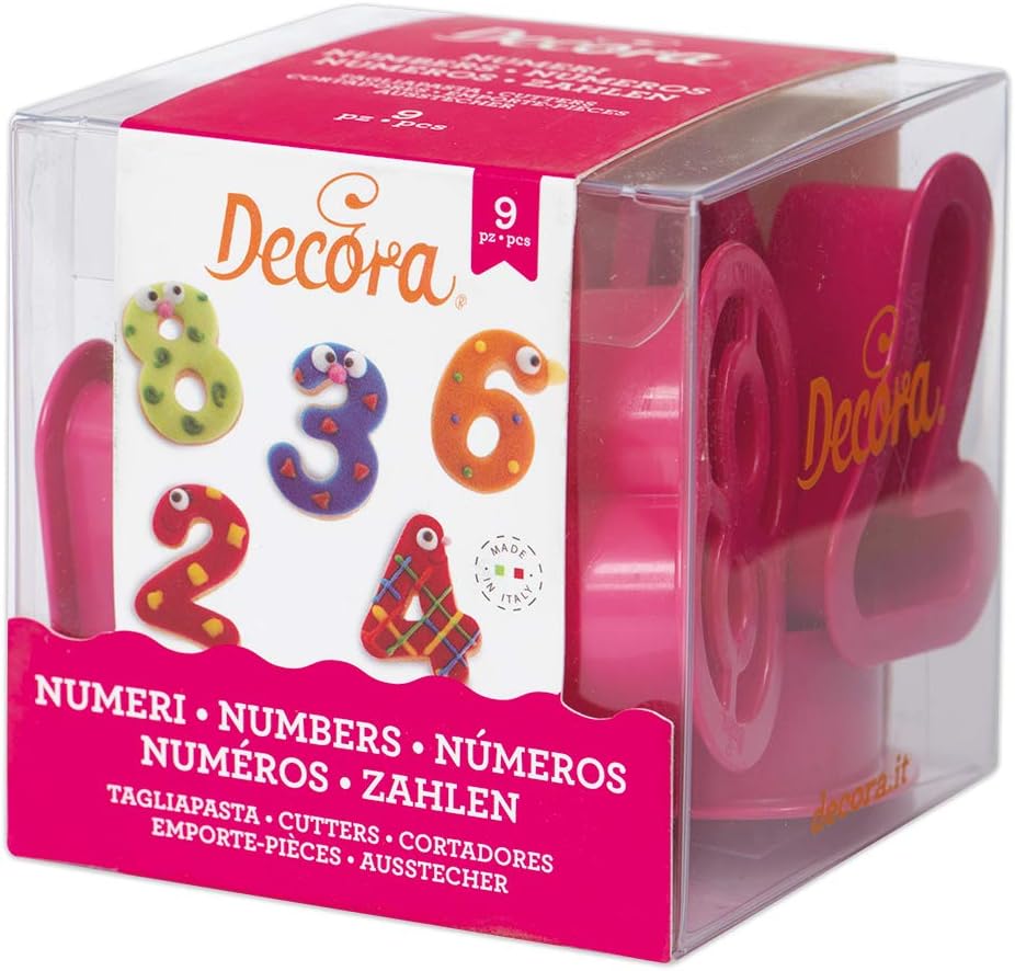 DECORA Cookie Cutters Numbers Kit, Pink, 9 x 9 x 8.5 cm