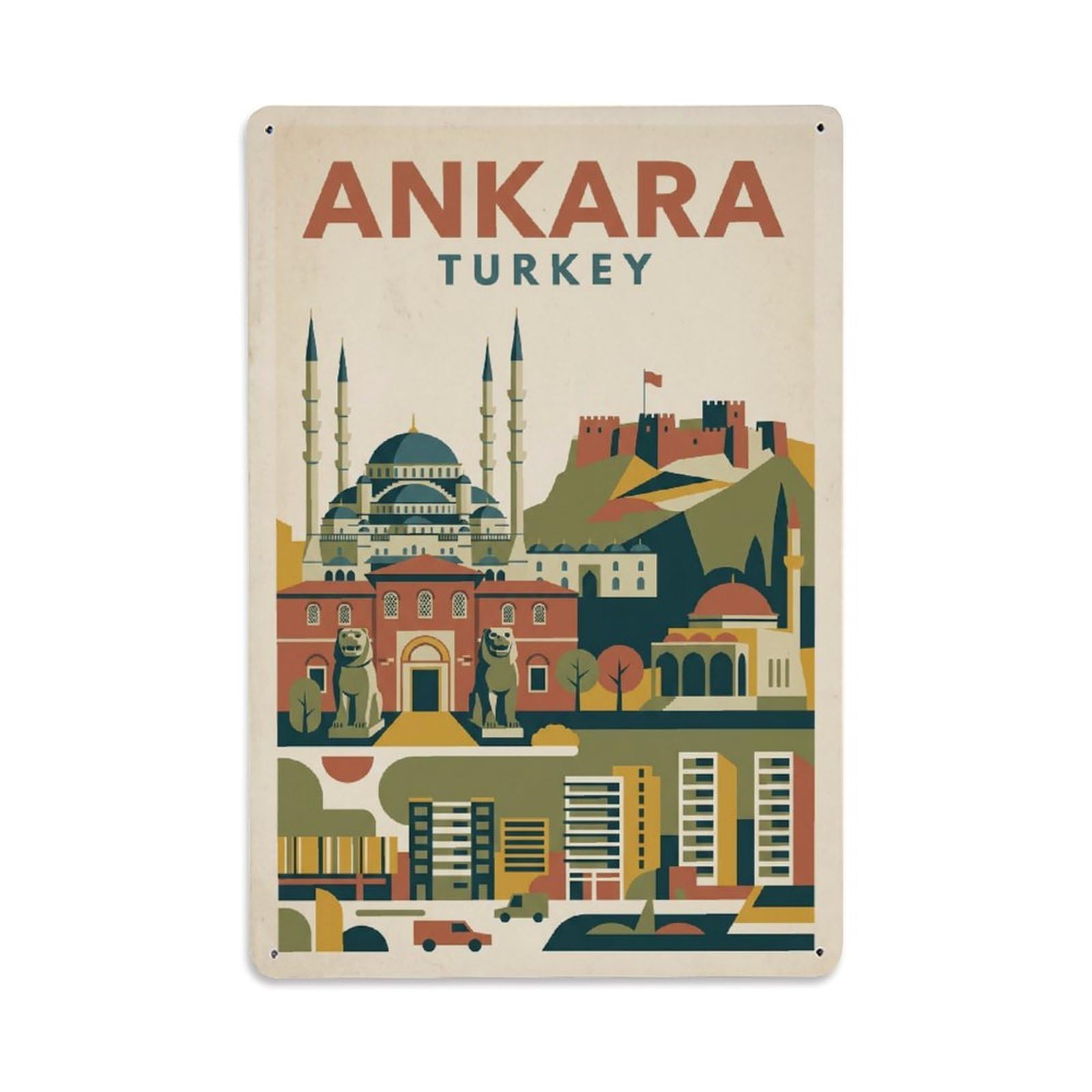 Metal Tin Sign Travel Retro Turkey Ankara