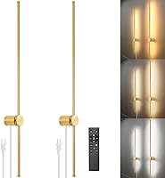 Vista 14 de Juego de dos apliques de pared LED RGB con control remoto, 15 modos de color, atenuación, bricolaje rotación de 180°, apliques de pared negros