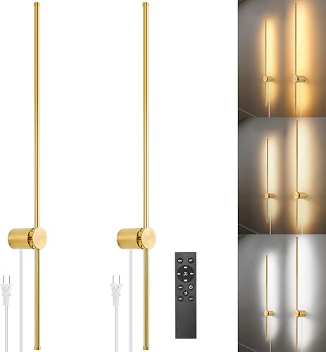 Miniatura 14 de Juego de dos apliques de pared LED RGB con control remoto, 15 modos de color, atenuación, bricolaje rotación de 180°, apliques de pared negros