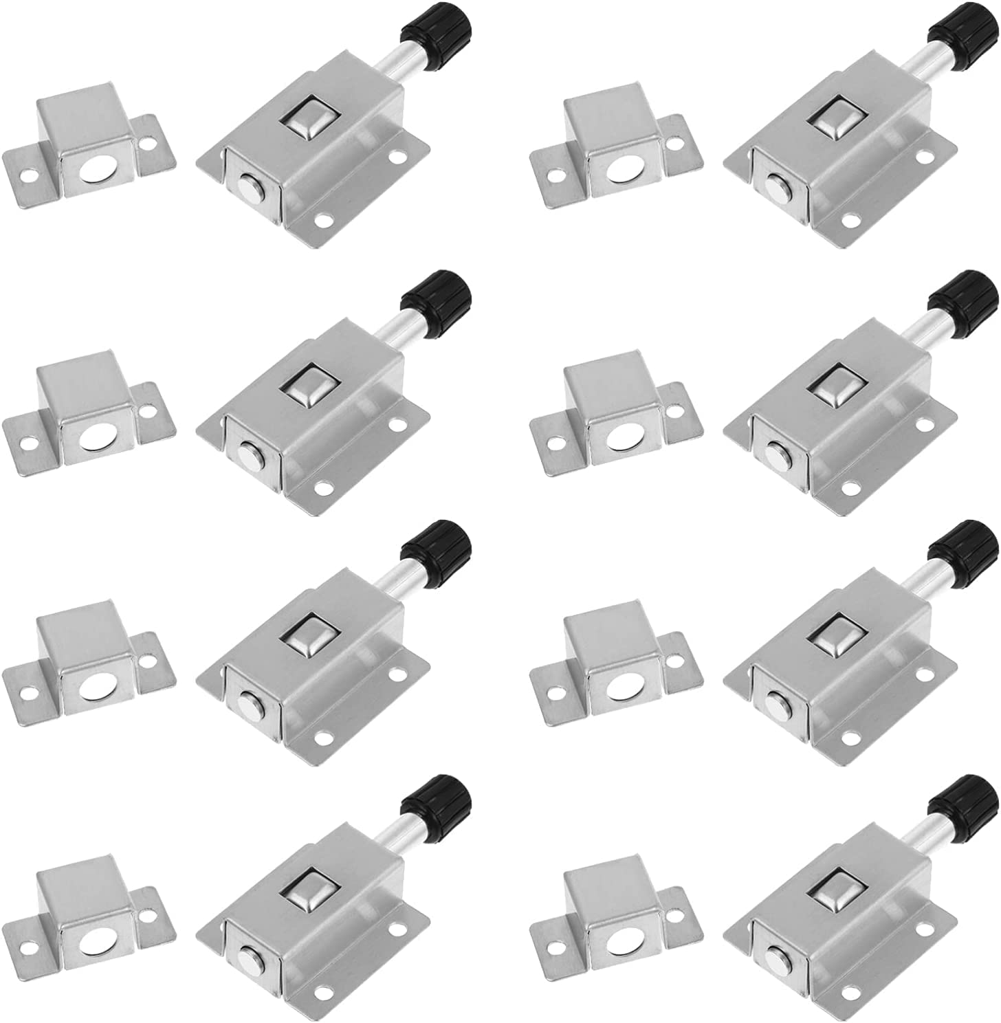 Nvsfzgiyg Silver Four Gate Bolt,Slide Door Lock Haspslide Hasp,8Pcs Stainless Steel Latch Security Sliding Heavy Duty For Home (Color(Silver Four)