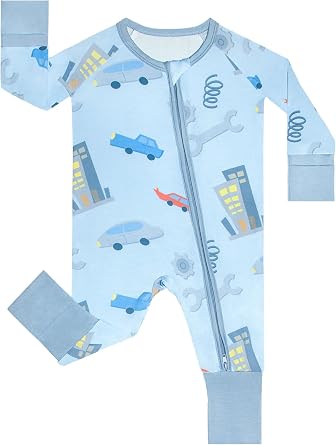 GUISBY Baby Footless Pajamas, Rayon of Bamboo, Core, NB-2T | Rayon of bamboo softness, 2-way zipper, fold-over mittens, footless or footed comfort, sleep & daily wear