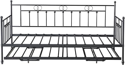 Miniatura 8 de FULLJOJOR Sofá cama de metal con nido sofá cama con nido emergente sofá cama cama individual para adultos invitados soporte de listones de acero